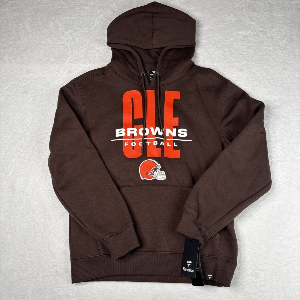 Fanatics Cleveland Browns CLE Football Hoodie Mens Small Brown Orange